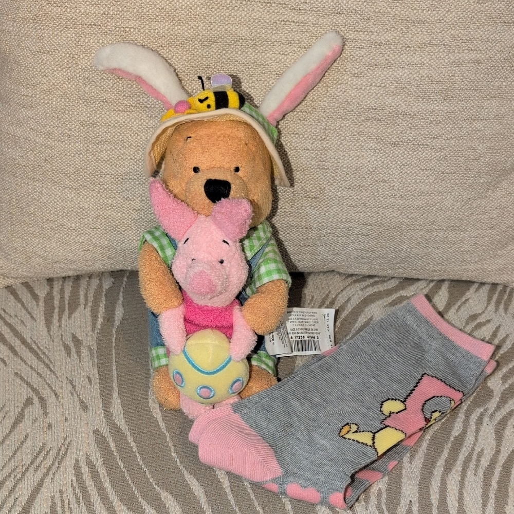 Disney Winnie The Pooh & Piglet Stuffed Animal - A Pair Of Winnie The Pooh Socks